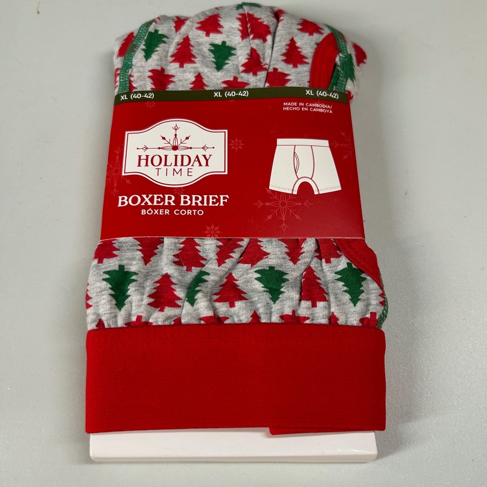 Holiday Time Christmas Tree Boxer Briefs Holiday Underwear Mens‎ XL 40-42 NWT